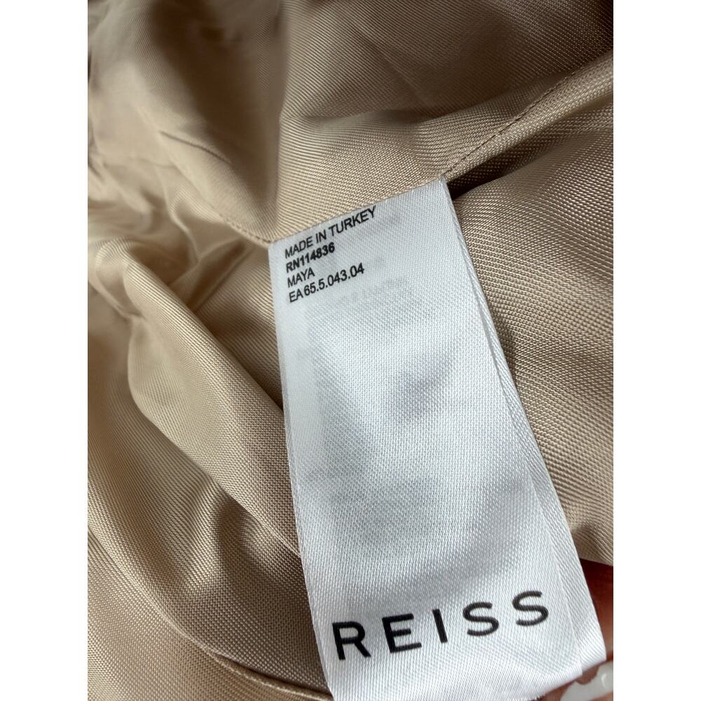 REISS Coat Size 12 NEW Maya Wool Blend Slim Wrap Collar Jacket Cream Tan $620 - Picture 12 of 13